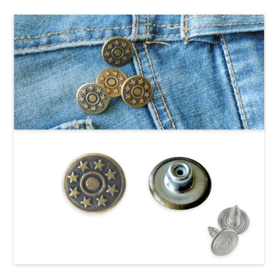 Копчета за дънки, Антик - звездички, 14мм с пирон